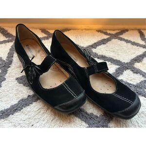 Naturalizer Daily Oxford Mary Jane's Black Suede/Leather Flats Shoes 6.5 square
